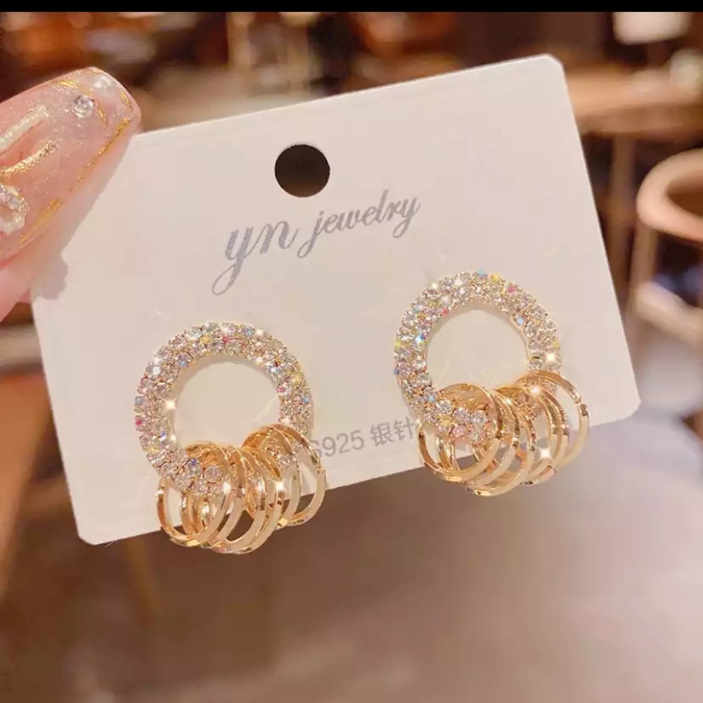 New 18k gold plated diamond earrings